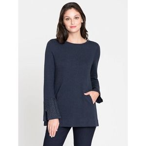 NIC+ZOE Studded Cuff Bell Sleeve Tunic Sweater XS